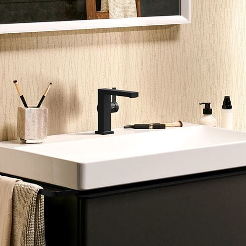 HANSGROHE TECTURIS E umyvadlová stojánková baterie, s odtokovou soupravou, CoolStart, EcoSmart+, matná černá 73020670 Obrázek - fotka