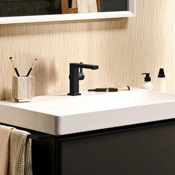 HANSGROHE TECTURIS E umyvadlová stojánková baterie, s odtokovou soupravou, CoolStart, EcoSmart+, matná černá 73020670 Obrázek - fotka