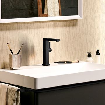 HANSGROHE TECTURIS E umyvadlová stojánková baterie, s odtokovou soupravou, CoolStart, EcoSmart+, matná černá 73060670 Obrázek - fotka