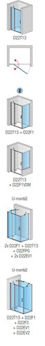 RONAL DIVERA D22T13 sprchové dveře 150x200 cm, vstup 830 mm, lítací, aluchrom/čiré sklo D22T13 100 50 50 07 Obrázek - fotka