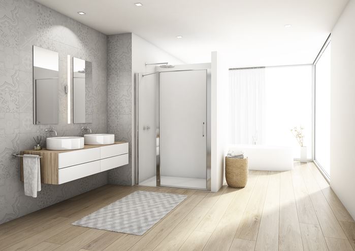 RONAL DIVERA D22T13 sprchové dveře 160x200 cm, vstup 830 mm, lítací, aluchrom/čiré sklo D22T13 100 60 50 07 Obrázek - fotka