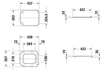 DURAVIT 1930 WC sedátko, Soft-Close, bílá 0064890000 Technický nákres