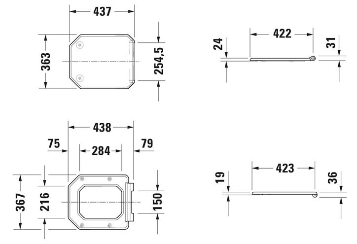 DURAVIT 1930 WC sedátko, Soft-Close, bílá 0064890000 Technický nákres