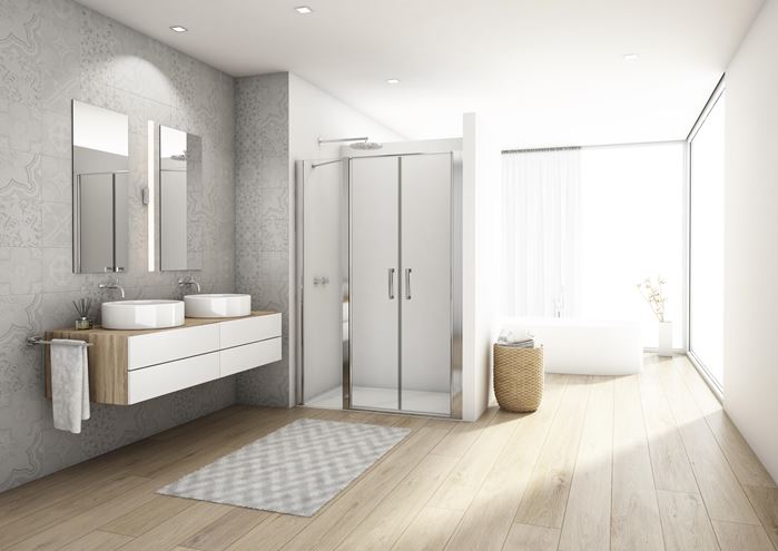 RONAL DIVERA D22T32 sprchové dveře 150x200 cm, vstup 804 mm, lítací, aluchrom/čiré sklo D22T32 100 50 50 07 Obrázek - fotka