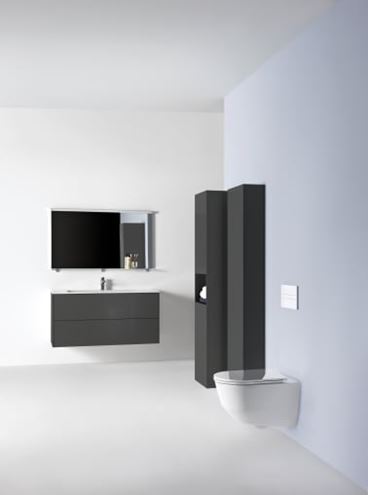 LAUFEN BASE vysoká skříňka 35x33,6x165 cm, 2 dvířky, 1 police, panty vlevo, lesklá bílá H4026911102611 Obrázek - fotka