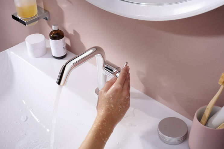 HANSGROHE TECTURIS S 110 Fine umyvadlová stojánková baterie, s odtokovou soupravou, CoolStart, EcoSmart+, chrom 73320000 Obrázek - fotka