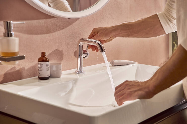 HANSGROHE TECTURIS S 110 Fine umyvadlová stojánková baterie, s odtokovou soupravou, CoolStart, EcoSmart+, chrom 73320000 Obrázek - fotka