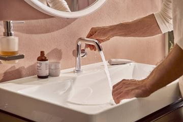 HANSGROHE TECTURIS S 110 Fine umyvadlová stojánková baterie, s odtokovou soupravou, CoolStart, EcoSmart+, chrom 73323000 Obrázek - fotka
