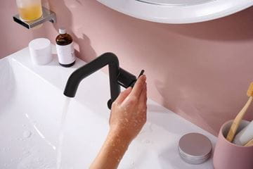 HANSGROHE TECTURIS S 110 Fine umyvadlová stojánková baterie, s odtokovou soupravou, CoolStart, EcoSmart+, matná černá 73323670 Obrázek - fotka