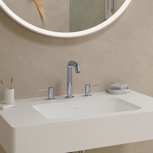 HANSGROHE TECTURIS S umyvadlová stojánková baterie 3-otvorová, s odtokovou soupravou, EcoSmart+, chrom 73330000 Obrázek - fotka