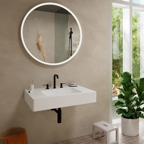 HANSGROHE TECTURIS S umyvadlová stojánková baterie 3-otvorová, s odtokovou soupravou, EcoSmart+, matná černá 73330670 Obrázek - fotka