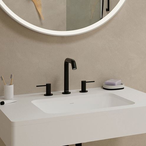 HANSGROHE TECTURIS S umyvadlová stojánková baterie 3-otvorová, s odtokovou soupravou, EcoSmart+, matná černá 73330670 Obrázek - fotka