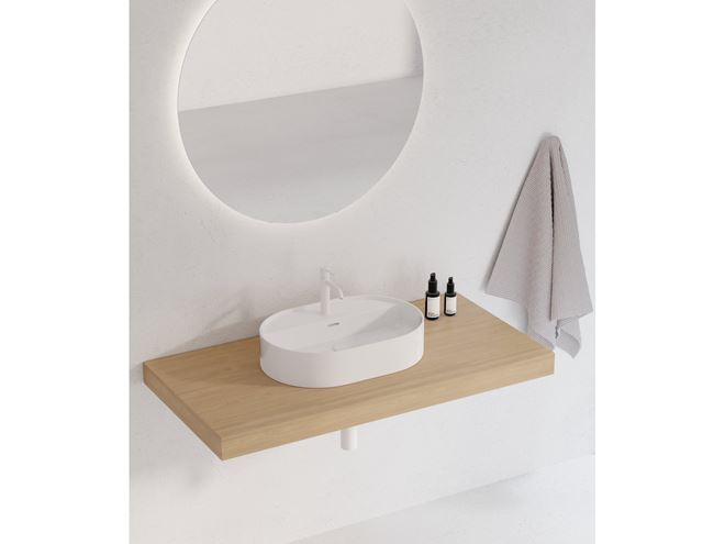 RAVAK CERAMIC SLIM SHELF O umyvadlo na desku 55 cm, s otvorem pro baterii a přepadem XJX01155003 Obrázek - fotka