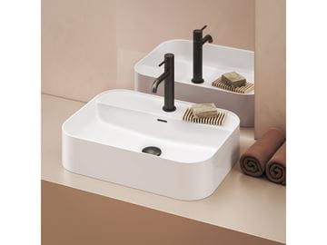 RAVAK CERAMIC SLIM SHELF R umyvadlo na desku 55 cm, s otvorem pro baterii a přepadem XJX01155005 Obrázek - fotka