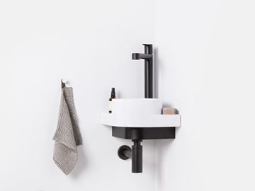 RAVAK YARD 280 C umývátko rohové 28 cm, s otvorem pro baterii, bez přepadu, matná černá XJX0D228000 Obrázek - fotka