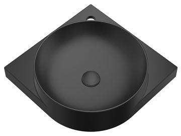 RAVAK YARD 450 C umyvadlo rohové 45 cm, s otvorem pro baterii, bez přepadu, matná černá XJX0D245000 Obrázek - fotka