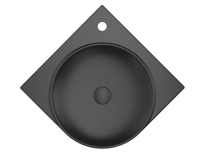 RAVAK YARD 450 C umyvadlo rohové 45 cm, s otvorem pro baterii, bez přepadu, matná černá XJX0D245000 Obrázek - fotka