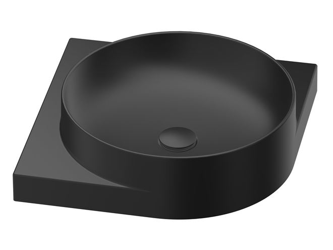 RAVAK YARD 450 C umyvadlo rohové 28 cm, bez přepadu, matná černá XJX0D045000 Obrázek - fotka