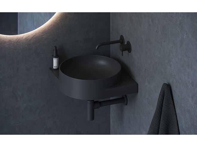 RAVAK YARD 450 C umyvadlo rohové 28 cm, bez přepadu, matná černá XJX0D045000 Obrázek - fotka