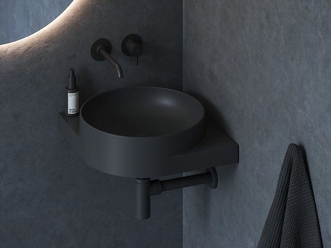 RAVAK YARD 450 C umyvadlo rohové 28 cm, bez přepadu, matná černá XJX0D045000 Obrázek - fotka
