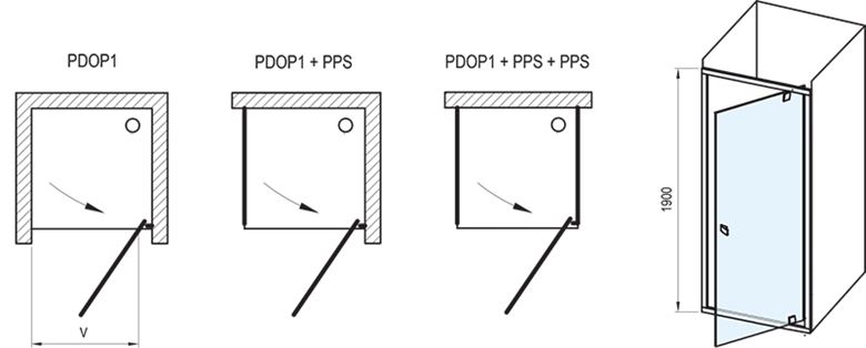 RAVAK PIVOT PDOP1 90 sprchové dveře 90x190 cm, pivotové, bílá/sklo transparent 03G70100Z1 Obrázek - fotka