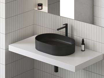 RAVAK CERAMIC 550 SLIM O umyvadlo na desku 55 cm, bez přepadu, matná černá XJX0D155000 Obrázek - fotka