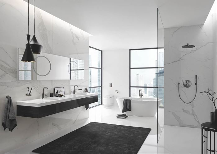 GROHE RAINSHOWER COSMOPOLITAN 310 horní sprcha pr. 310 mm, s ramenem, Water Saving, kartáčovaný hard graphite 26066AL0 Obrázek - fotka