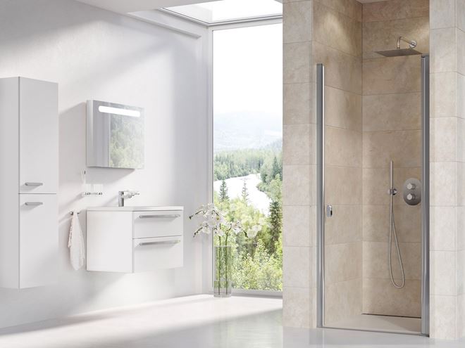 RAVAK CHROME CSD1 80 sprchové dveře 80x195 cm, lítací, satin/sklo transparent 0QV40U00Z1 Obrázek - fotka