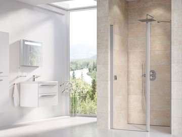 RAVAK CHROME CSD2 120 sprchové dveře 120x195 cm, lítací, satin/sklo transparent 0QVGCU00Z1 Obrázek - fotka