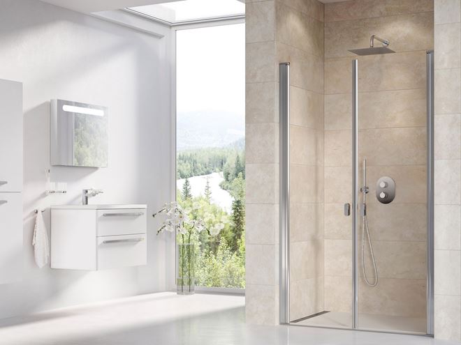 RAVAK CHROME CSDL2 120 sprchové dveře 120x195 cm, lítací, lesk/sklo transparent 0QVGCC0LZ1 Obrázek - fotka