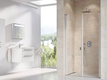 RAVAK CHROME CSDL2 120 sprchové dveře 120x195 cm, lítací, satin/sklo transparent 0QVGCU0LZ1 Obrázek - fotka