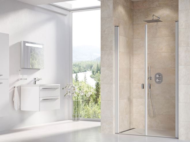 RAVAK CHROME CSDL2 120 sprchové dveře 120x195 cm, lítací, satin/sklo transparent 0QVGCU0LZ1 Obrázek - fotka