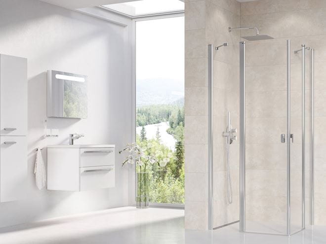 RAVAK CHROME CRV2 90 sprchové dveře 90x195 cm, lítací, chrom lesk/sklo transparent 1QV70C00Z1 Obrázek - fotka