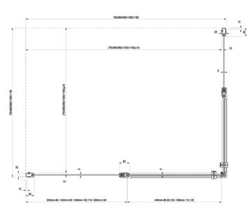 RAVAK CHROME CRV2 100 sprchový kout 100x195 cm, lítací, satin/sklo transparent 1QVA0U00Z1 Technický nákres