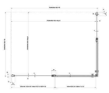 RAVAK CHROME CRV2 120 sprchové dveře 120x195 cm, lítací, satin/sklo transparent 1QVG0U00Z1 Technický nákres