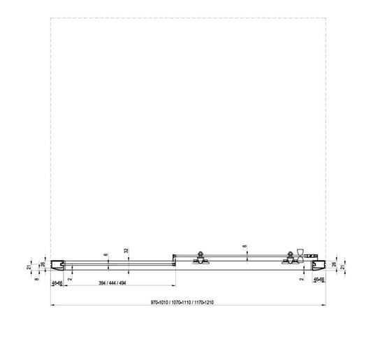 RAVAK BLIX BLDP2 120 sprchové dveře 120x190 cm, posuvné, chrom lesk/sklo transparent 0PVG0C00Z1 Technický nákres