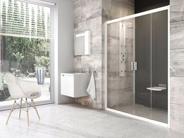 RAVAK BLIX BLDP4 140 sprchové dveře 140x190 cm, posuvné, bílá/sklo transparent 0YVM0100Z1 Obrázek - fotka
