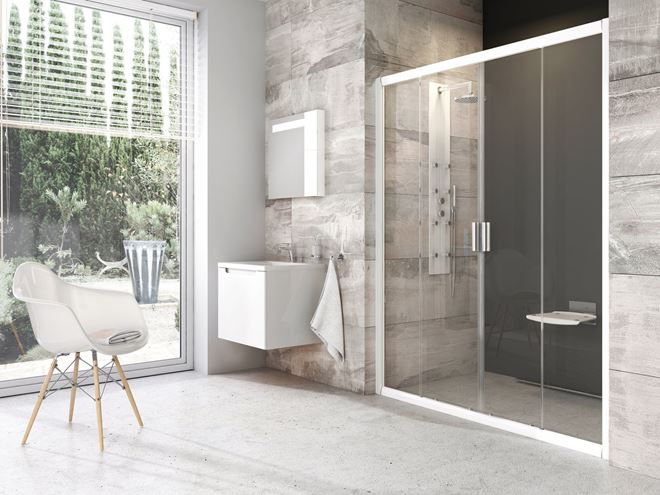 RAVAK BLIX BLDP4 140 sprchové dveře 140x190 cm, posuvné, bílá/sklo transparent 0YVM0100Z1 Obrázek - fotka