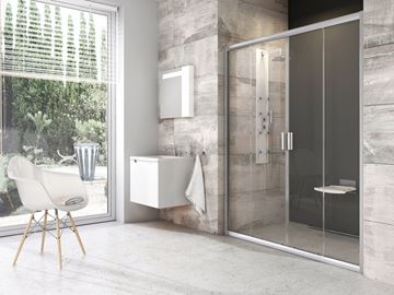 RAVAK BLIX BLDP4 140 sprchové dveře 140x190 cm, posuvné, satin/sklo transparent 0YVM0U00Z1 Obrázek - fotka