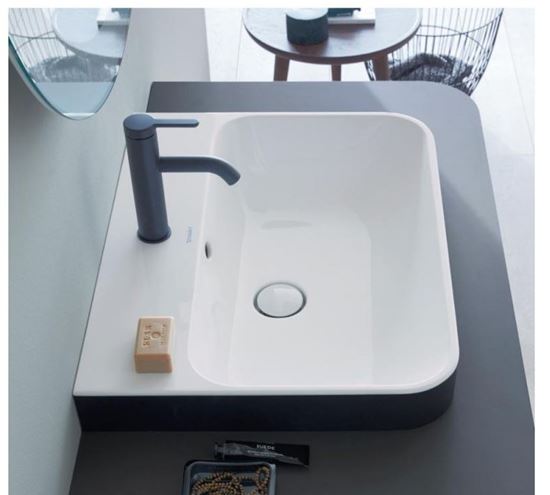 DURAVIT HAPPY D.2 PLUS umyvadlo 60 cm, s otvorem pro baterii a přepadem, bílá/matná černá 2360606100 Obrázek - fotka