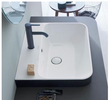 DURAVIT HAPPY D.2 PLUS umyvadlo 60 cm, s otvorem pro baterii a přepadem, bílá/matná černá 2360606100 Obrázek - fotka