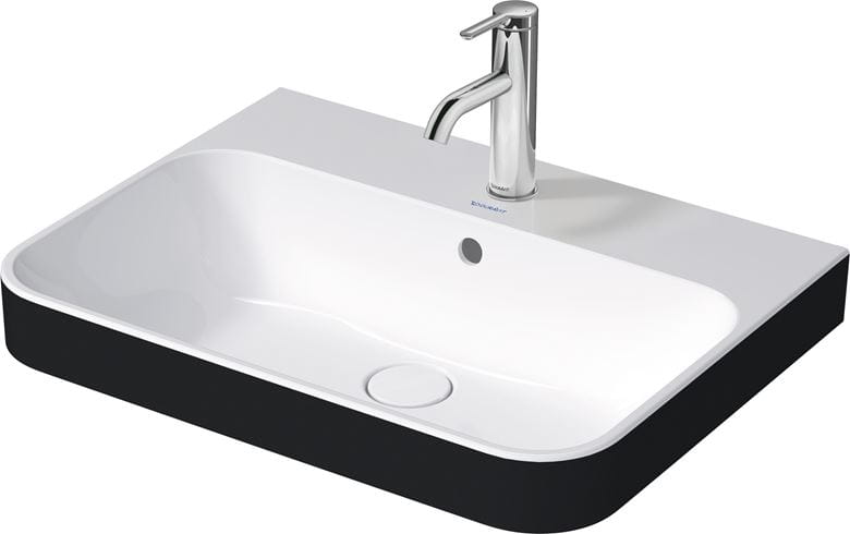 DURAVIT HAPPY D.2 PLUS umyvadlo 60 cm, s otvorem pro baterii a přepadem, bílá/matná černá 2360606100 Obrázek - fotka