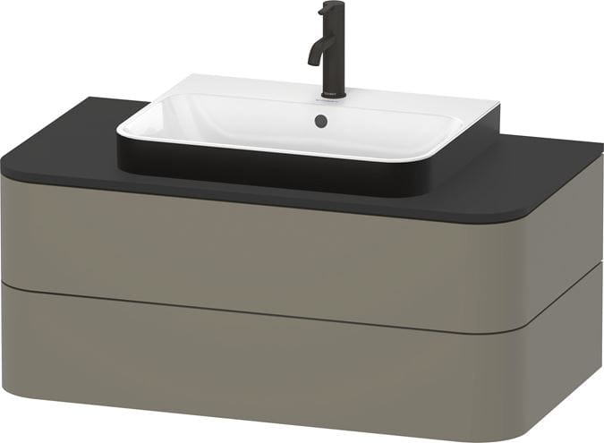 DURAVIT HAPPY D.2 PLUS umyvadlo 60 cm, s otvorem pro baterii a přepadem, bílá/matná černá 2360606100 Obrázek - fotka