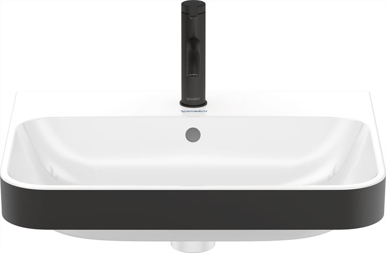 DURAVIT HAPPY D.2 PLUS umyvadlo 60 cm, s otvorem pro baterii a přepadem, bílá/matná černá 2360606100 Obrázek - fotka