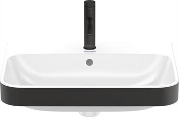 DURAVIT HAPPY D.2 PLUS umyvadlo 60 cm, s otvorem pro baterii a přepadem, bílá/matná černá 2360606100 Obrázek - fotka