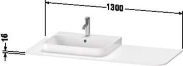 DURAVIT HAPPY D.2 deska pod umyvadlo s výřezem 130x55x1,6 cm, ořech HP031KM6969 Technický nákres