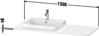 DURAVIT HAPPY D.2 deska pod umyvadlo s výřezem 130x55x1,6 cm, ořech HP031KM6969 Technický nákres