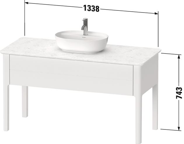 DURAVIT LUV skříňka pod umyvadlo 133,8x57x74,3 cm, 1 zásuvka, Push-open, Stone šedá satén mat LU956109292 Obrázek - fotka