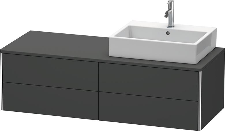 DURAVIT XSQUARE skříňka pod umyvadlo 140x54,8x40 cm, 4 zásuvky, Push-open, Graphit matt XS4913L4949 Obrázek - fotka