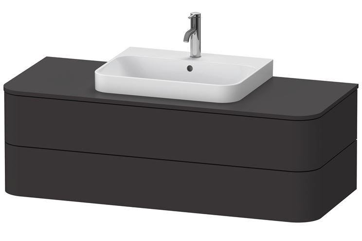 DURAVIT HAPPY D.2 PLUS skříňka pod umyvadlo 130x40,8x55 cm, 2 zásuvky, Push-open, Graphit super matt HP497208080 Obrázek - fotka